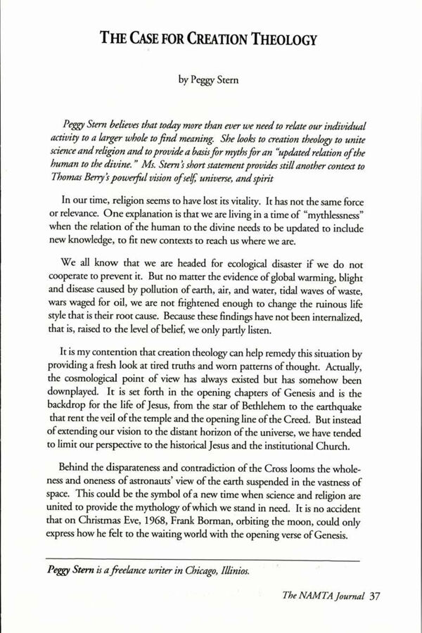 NAMTA Journal 16/3 04 The Case for Creation Theology