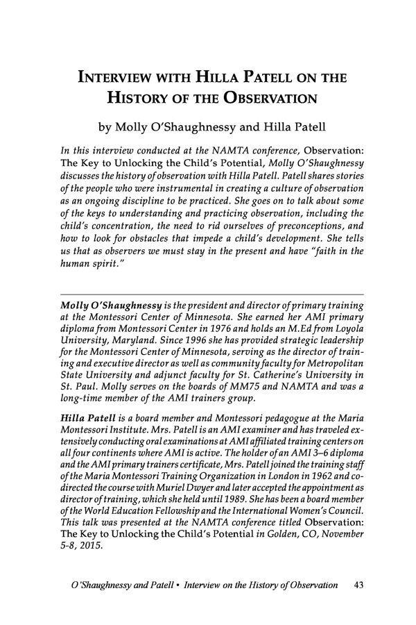 NAMTA Journal 41/3 01 Interview with Hilla Patell on the History of the Observation