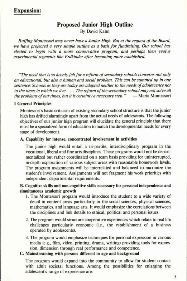 NAMTA Quarterly 06/1 02 Proposed Junior High Outline