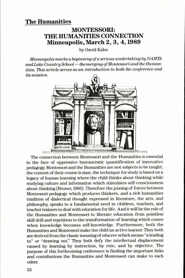 NAMTA Journal 14/1 07 Montessori: The Humanities Connection—Minneapolis, March 2-4 1989 (Conference)