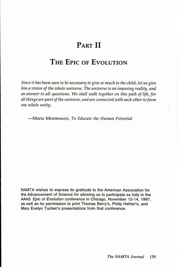 NAMTA Journal 23/1 07 The Epic of Evolution Conference: Taking the Journey Back Home