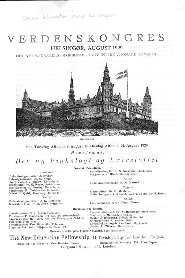 1929 Congress Programme Danish