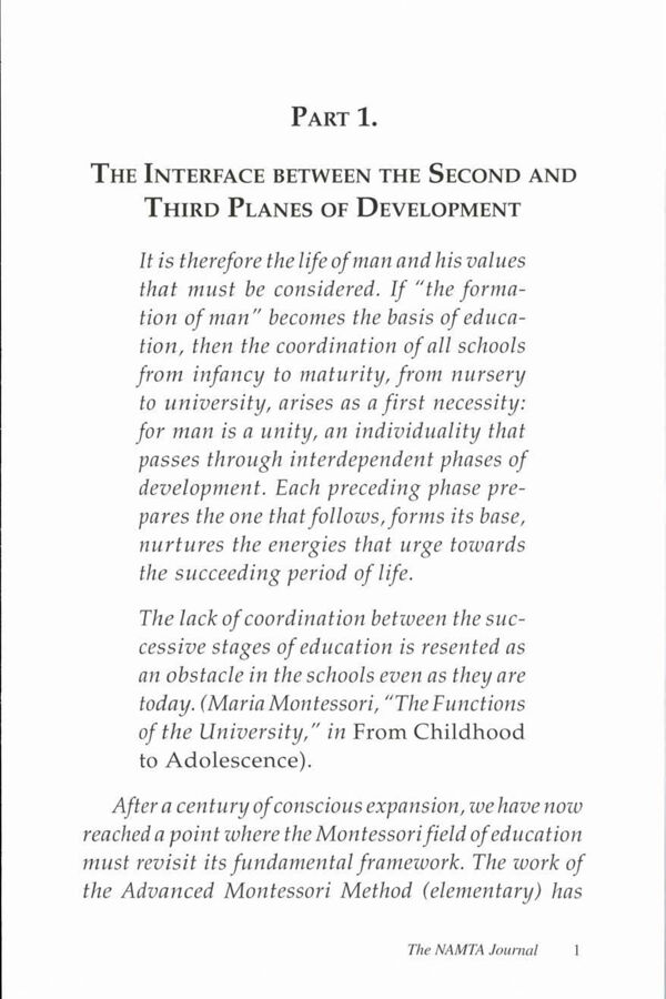 NAMTA Journal 34/3 01 The Interface between the Second and Third Planes of Development