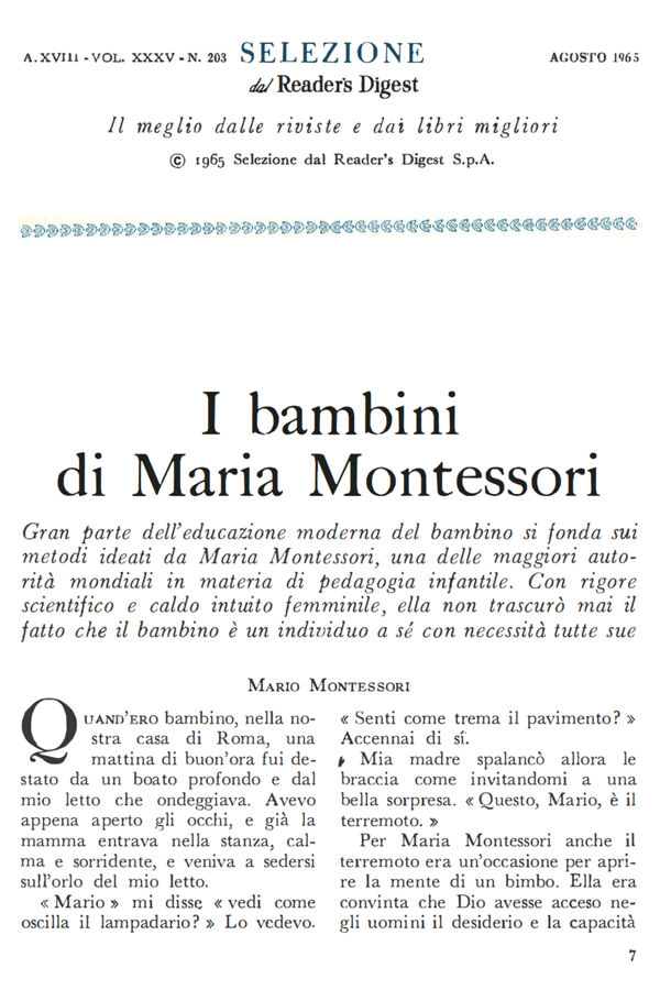 Readers Digest Montessori Article 1965 Italian