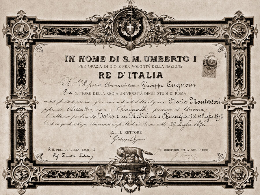 Maria Montessori, 1896, Medical Diploma