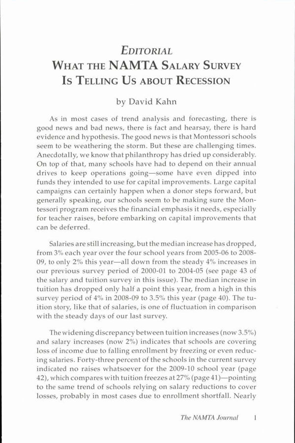 NAMTA Journal 35/1 01 What the NAMTA Salary Survey is Telling Us About Recession