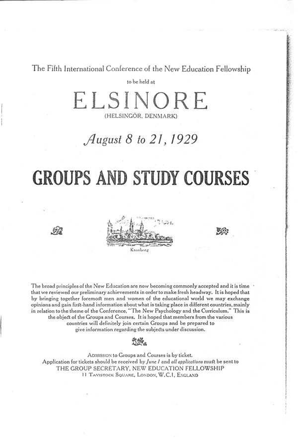 1929 New Education Fellowship Groups and Study Courses