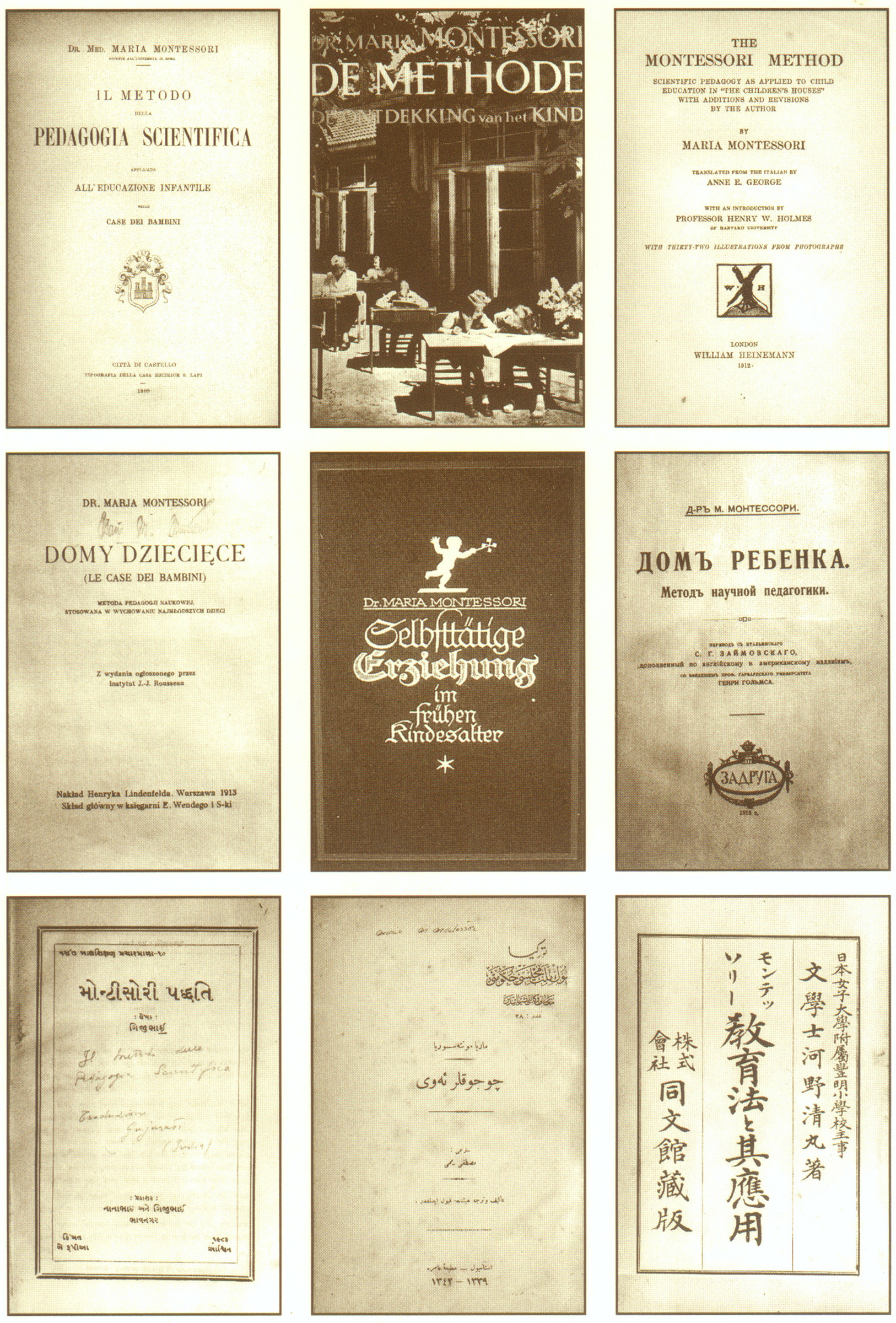 Early Montessori book covers in several languages