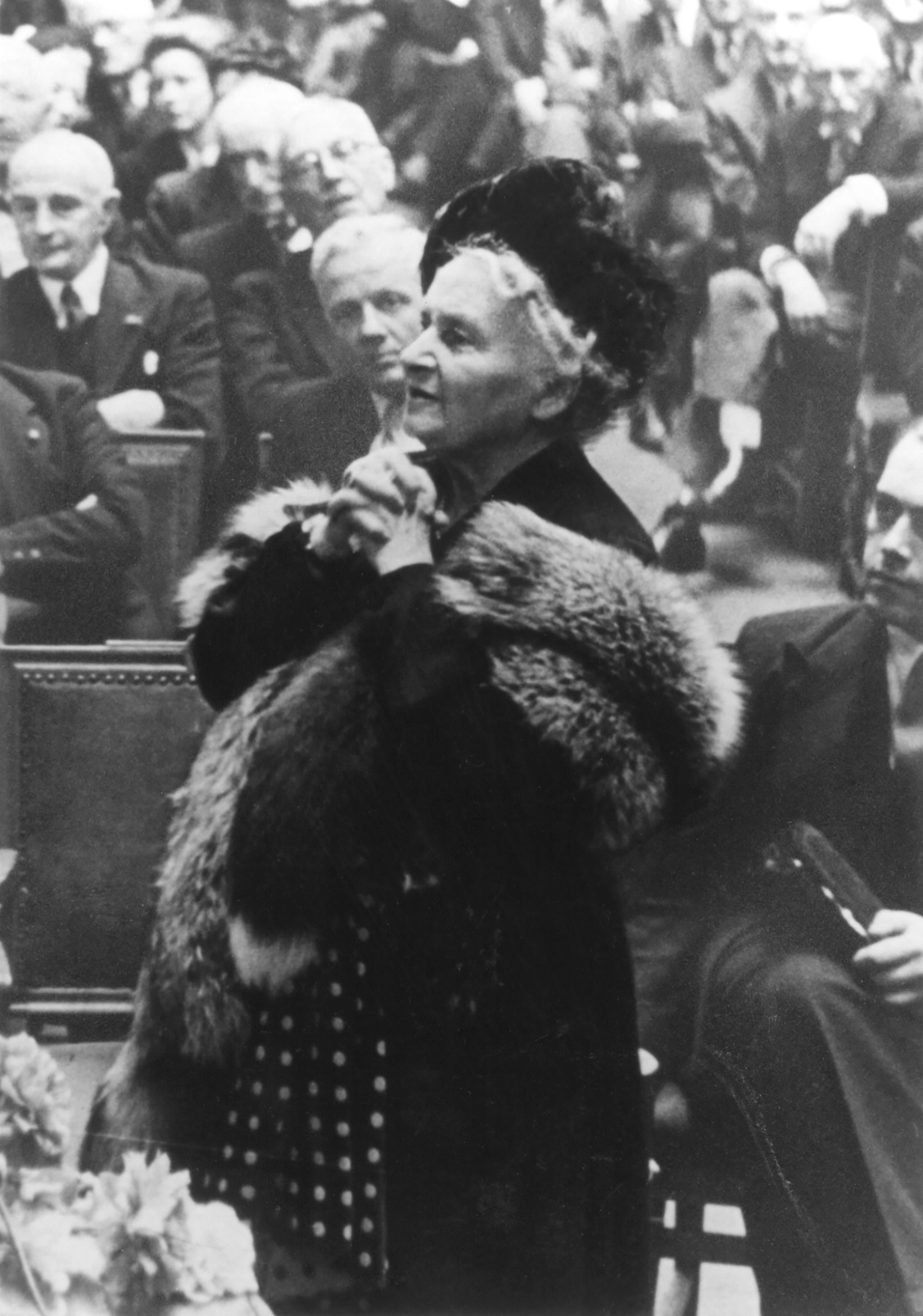 Maria Montessori speaking at the University of Amsterdam, 1950