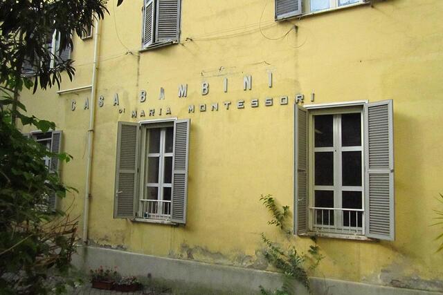 Outside of the building of the first Casa dei Bambini