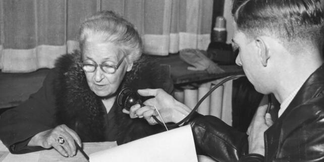 Maria Montessori being interviewed